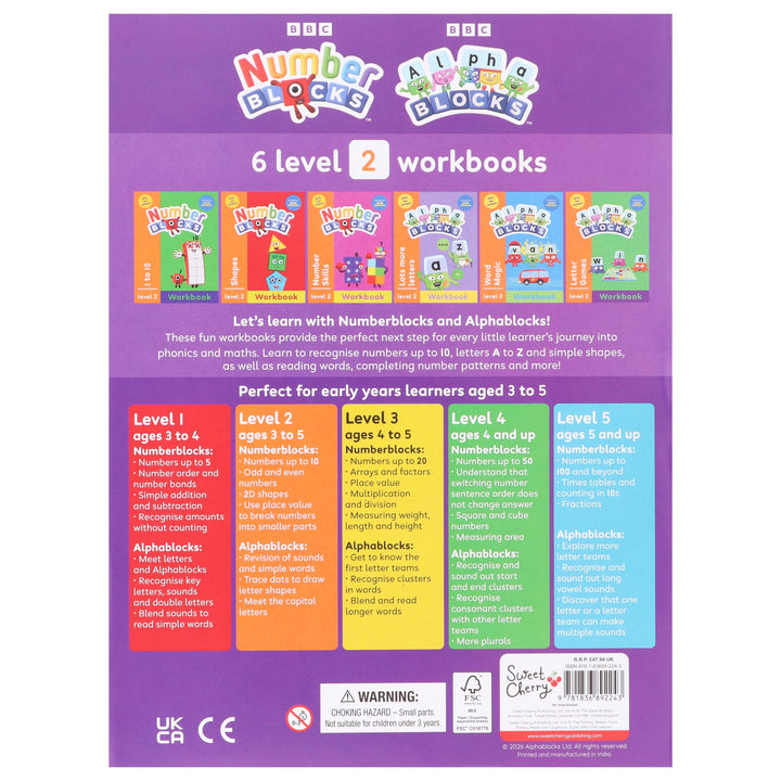 Numberblocks and Alphablocks (Orange: Level 2) Collection 6 Workbooks Set With Fun Stickers - Ages 3-5 - Paperback