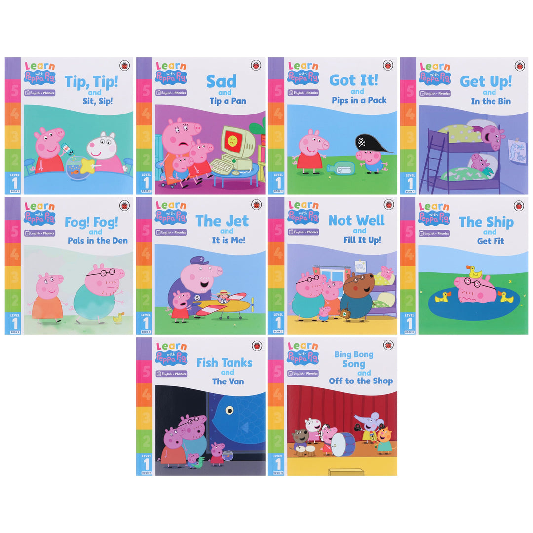 Learn with Peppa Pig Phonics Level 1 & 2 Collection 20 Books Box Set - Ages 3+ - Paperback