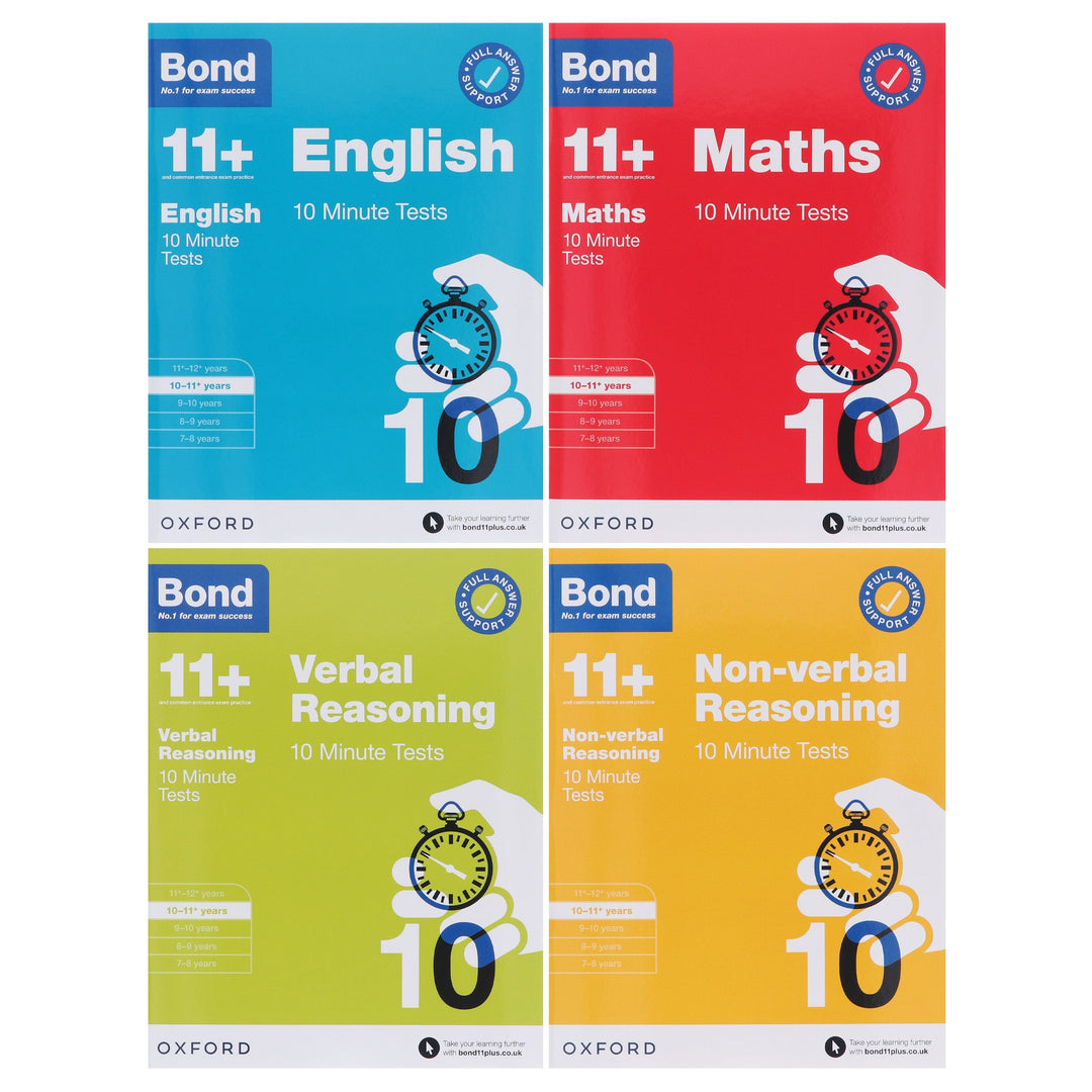 Bond 11+ 10 Minute Tests (Year 10 - 11+) By Oxford 4 Books Collection Set - Paperback