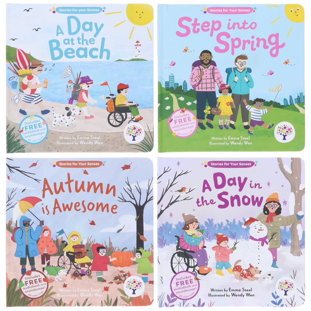 Stories for Your Senses Series by Emma Steel Illustrated 4 Books Collection Set - Ages 3-5 - Board Book (Includes Free Audiobook & Soundscape!)