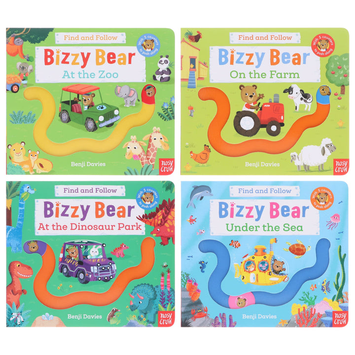 Bizzy Bear: Find and Follow Series by Benji Davies 4 Books Collection Set - Ages 2-5 - Board Book