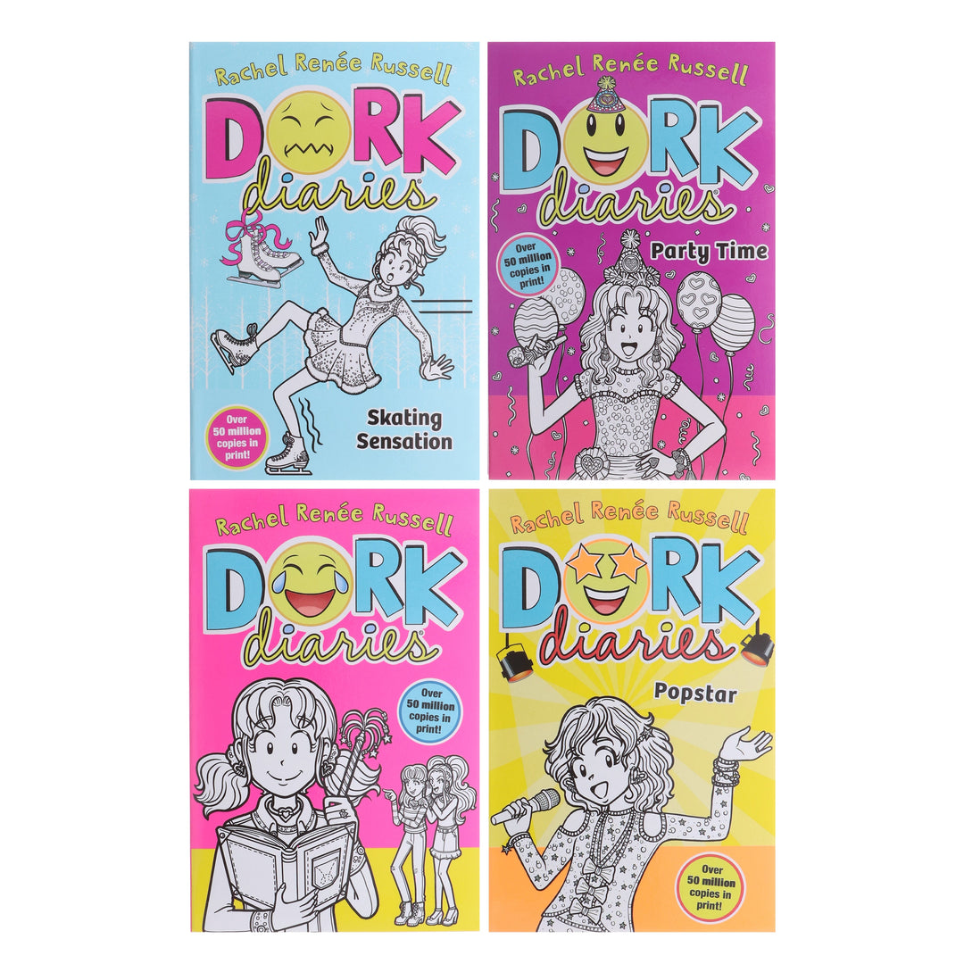 Dork Diaries Series (Book 1-4) By Rachel Renee Russell 4 Books Collection Set - Ages 9-14 - Paperback