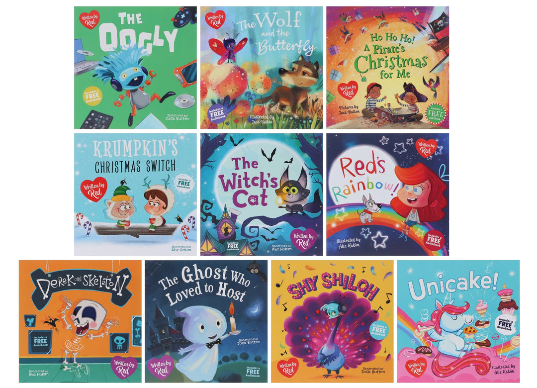 Red's Rainbow Collection Illustrated 10 Books Box Set - Ages 3+ - Paperback (Includes 10 Free Audiobook)