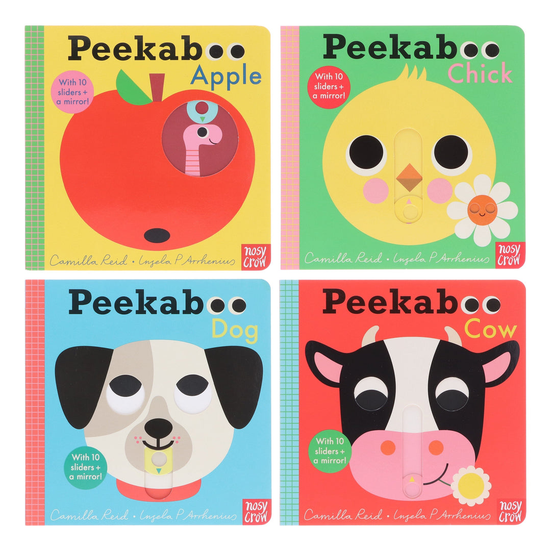 Peekaboo: Apple, Chick, Dog & Cow by Camilla Reid Illustrated 4 Books Collection Set - Ages 0-5 - Board Book
