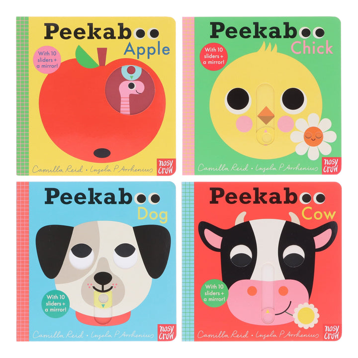 Peekaboo: Apple, Chick, Dog & Cow by Camilla Reid Illustrated 4 Books Collection Set - Ages 0-5 - Board Book