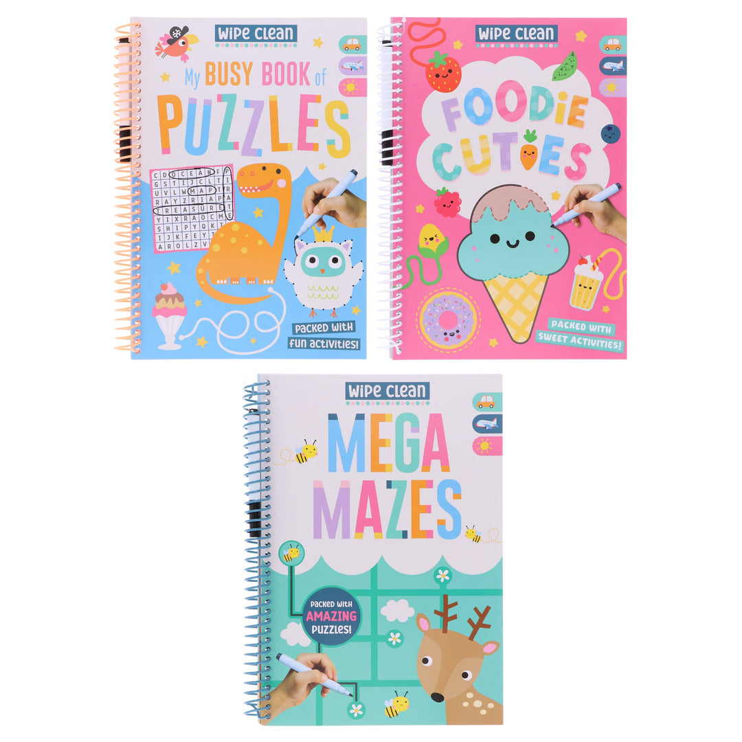 Wipe Clean: Kids' Holiday Travel Pack Assortment 3 Activity Books Collection Set - Ages 4+ - Paperback
