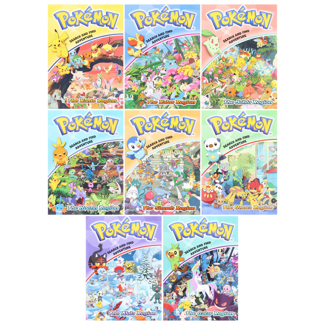 Pokemon Search and Find Adventure 8 Books Collection Set - Ages 4+ - Paperback