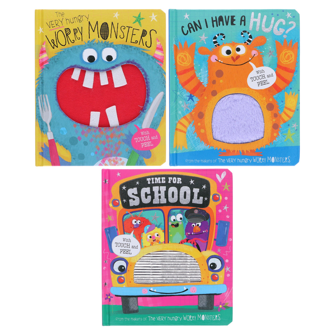 The Very Hungry Worry Monsters Touch and Feel Library Collection By Rosie Greening: 3 Books Set - Ages 3+ - Board Book