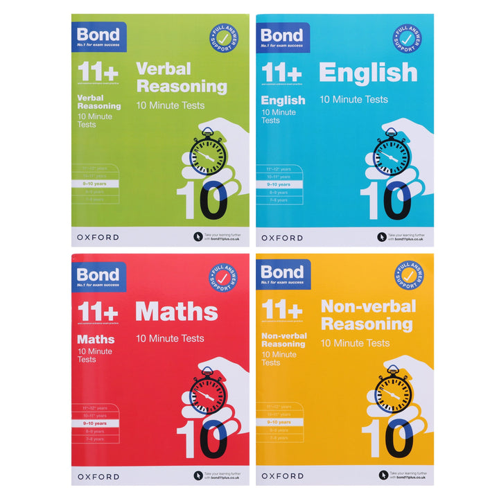 Bond 11+ 10 Minute Tests (Year 9-10) By Oxford 4 Books Collection Set - Paperback