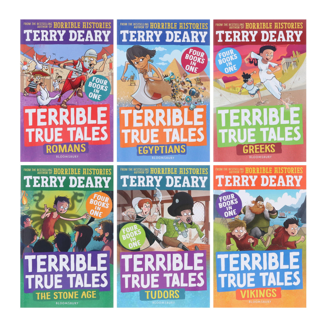 Terrible True Tales By Terry Deary: 6 Books (4 Books in 1) Collection Set - Ages 7-9 - Paperback