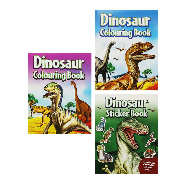 Dinosaur Activity Pack Colouring Books & Stickers 3 Books Collection Set - Ages 3+ - Paperback