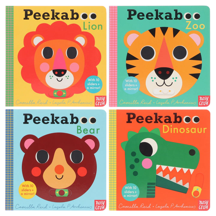 Peekaboo: Lion, Zoo, Bear & Dinosaur by Camilla Reid Illustrated 4 Books Collection Set - Ages 0-5 - Board Book