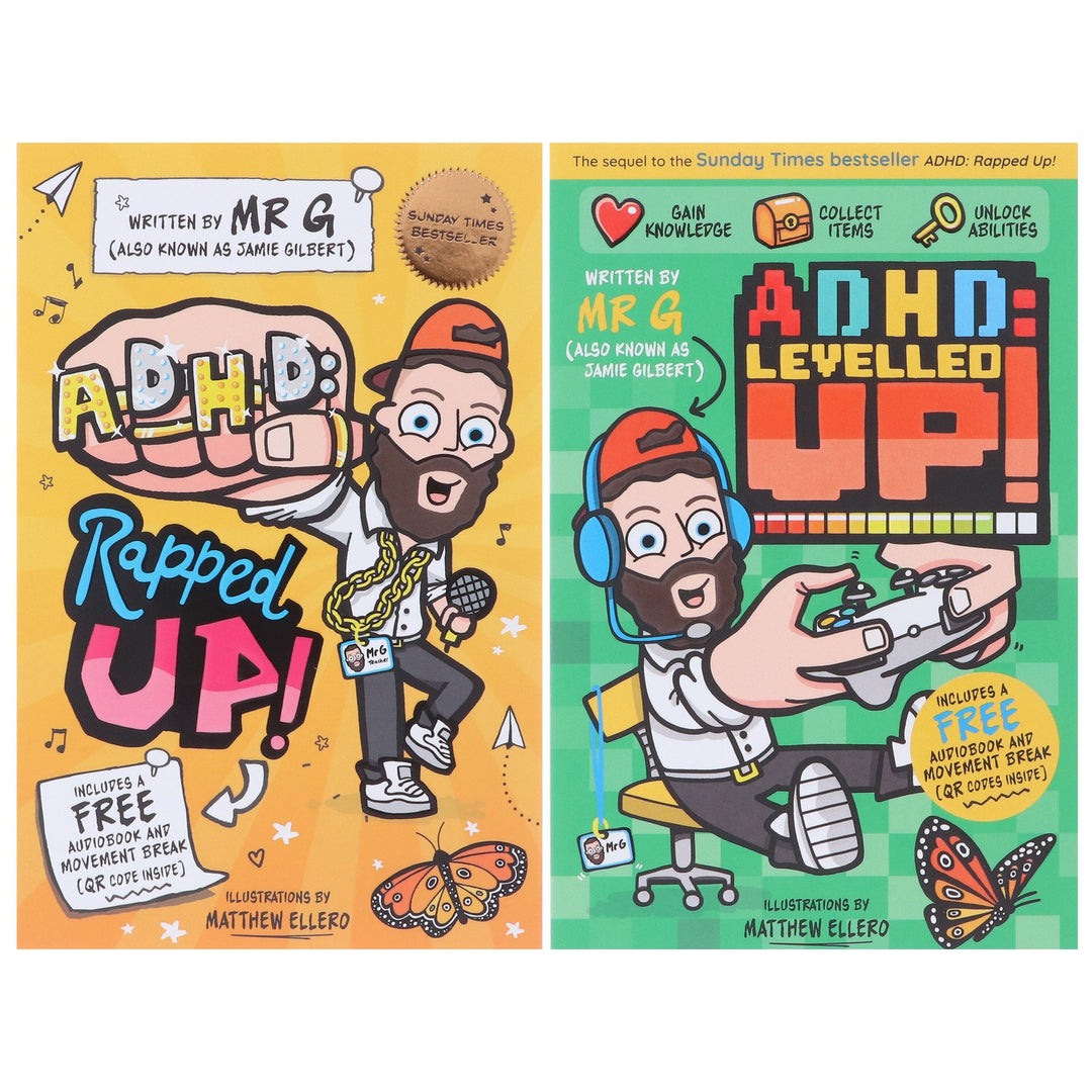 ADHD: Rapped Up! and Levelled Up! by Jamie Gilbert 'Mr G' 2 Books Collection Set - Ages 9-12 - Paperback (Learn about ADHD with Free Audio Book & Movement Break)