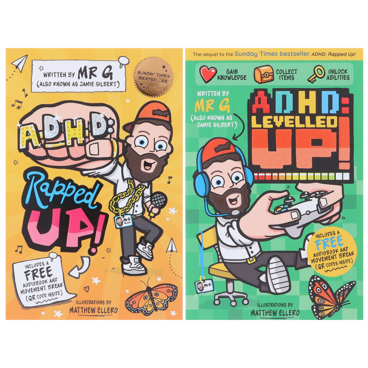 ADHD: Rapped Up! and Levelled Up! by Jamie Gilbert 'Mr G' 2 Books Collection Set - Ages 9-12 - Paperback (Learn about ADHD with Free Audio Book & Movement Break)