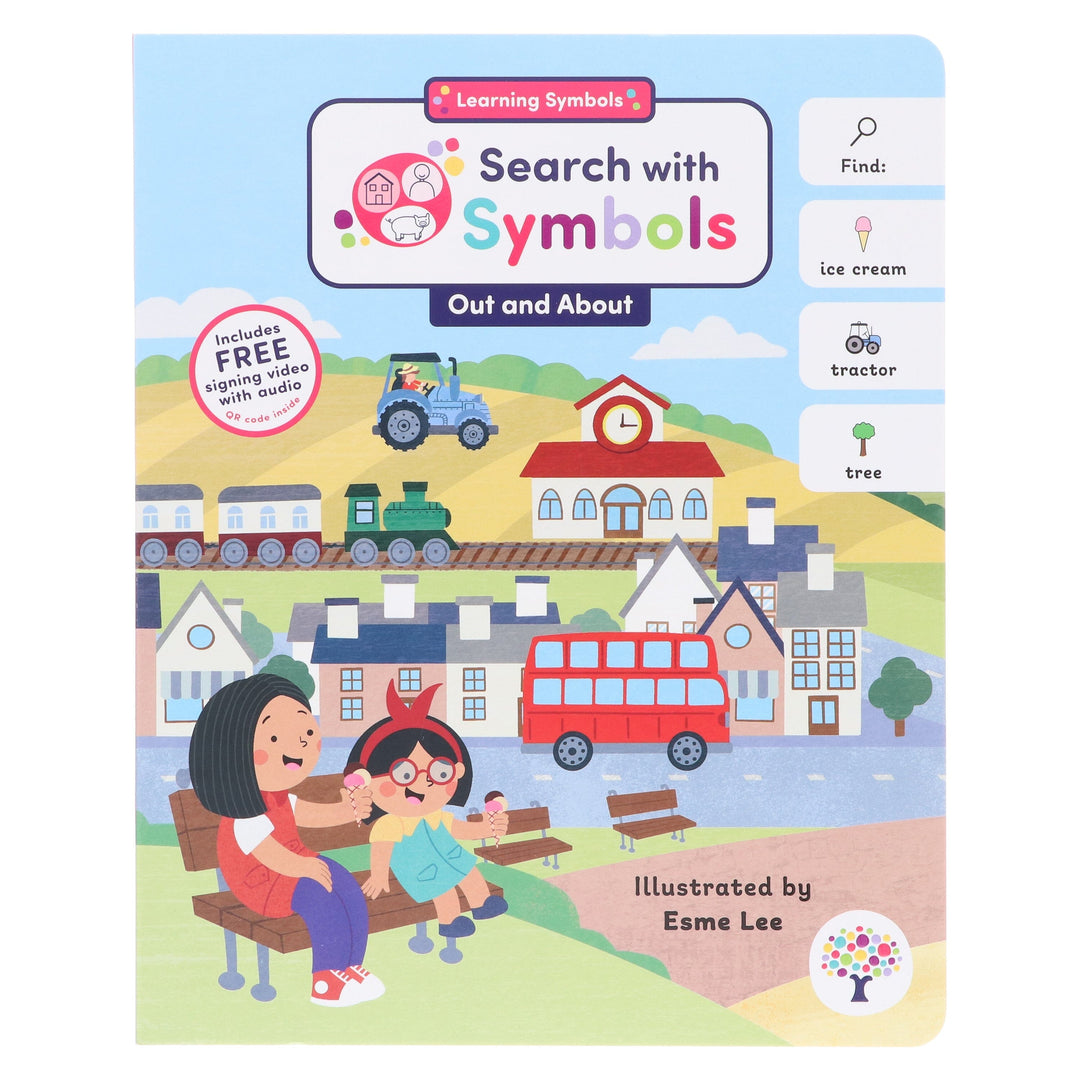 Search with Symbols: Out and About by Every Cherry Publishing (Includes Free Signing Video with Audio)- Ages 3+ - Board Book