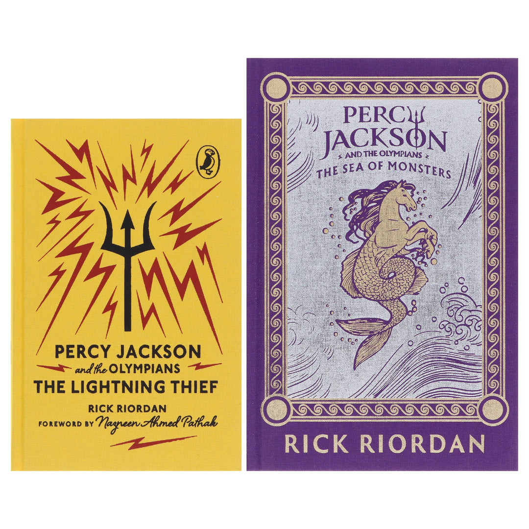 Percy Jackson and the Olympians (Puffin 85th Anniversary Clothbound Collection) by Rick Riordan 2 Books Collector's Edition Set - Ages 9+ - Hardback