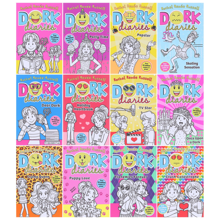 Dork Diaries Series (Vol. 1-12) By Rachel Renee Russell 12 Books Collection Set- Ages 9-14 - Paperback
