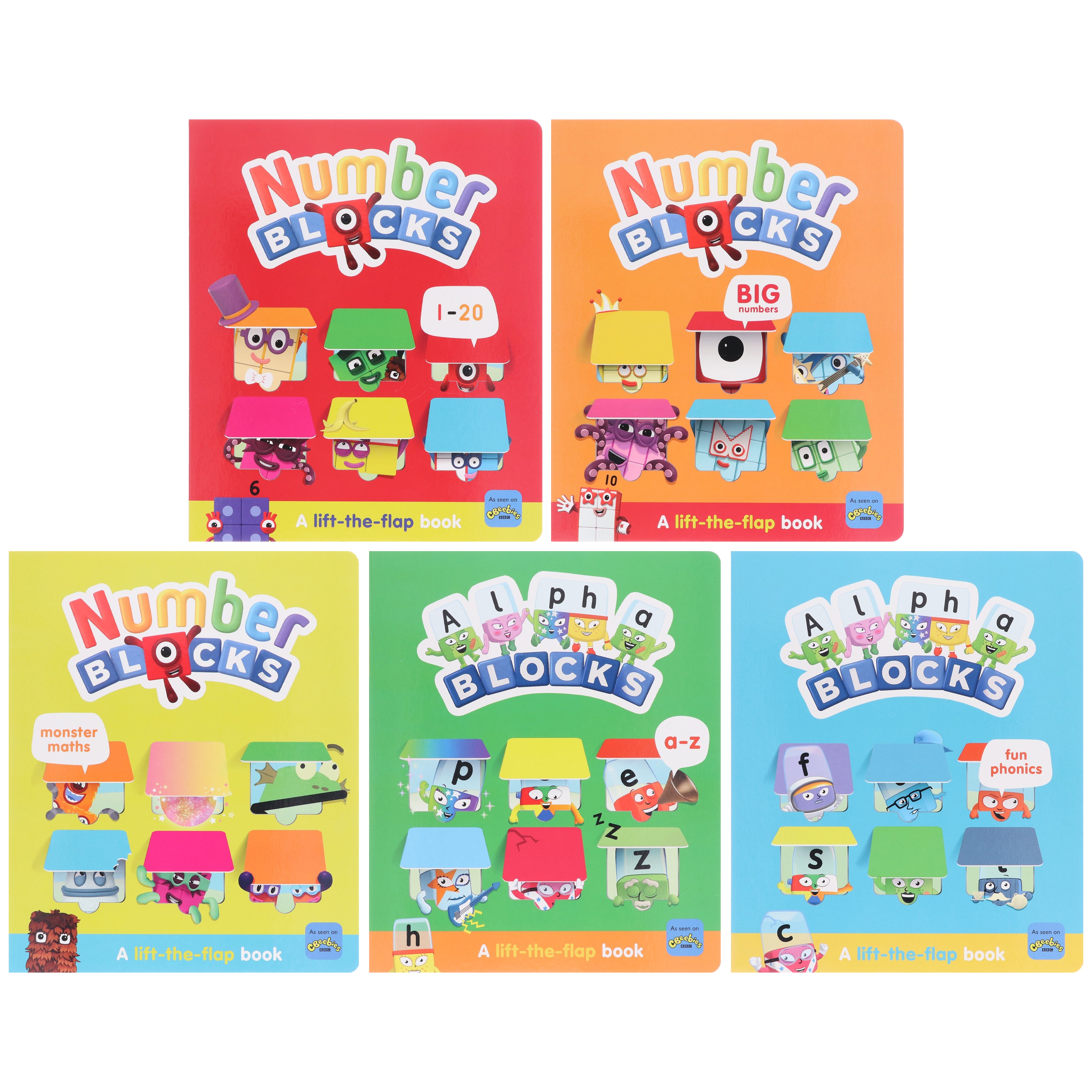 Numberblocks and Alphablocks Lift-the-Flap 5 Books Collection Set By Sweet Cherry Publishing - Ages 3 years and up - Board Book