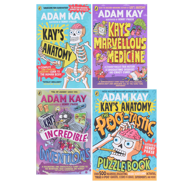 Adam Kay's Incredible Inventions, Marvellous Medicine, Anatomy & The Poo-Tastic Puzzle Book: 4 Books Collection Set - Ages 7+ - Paperback