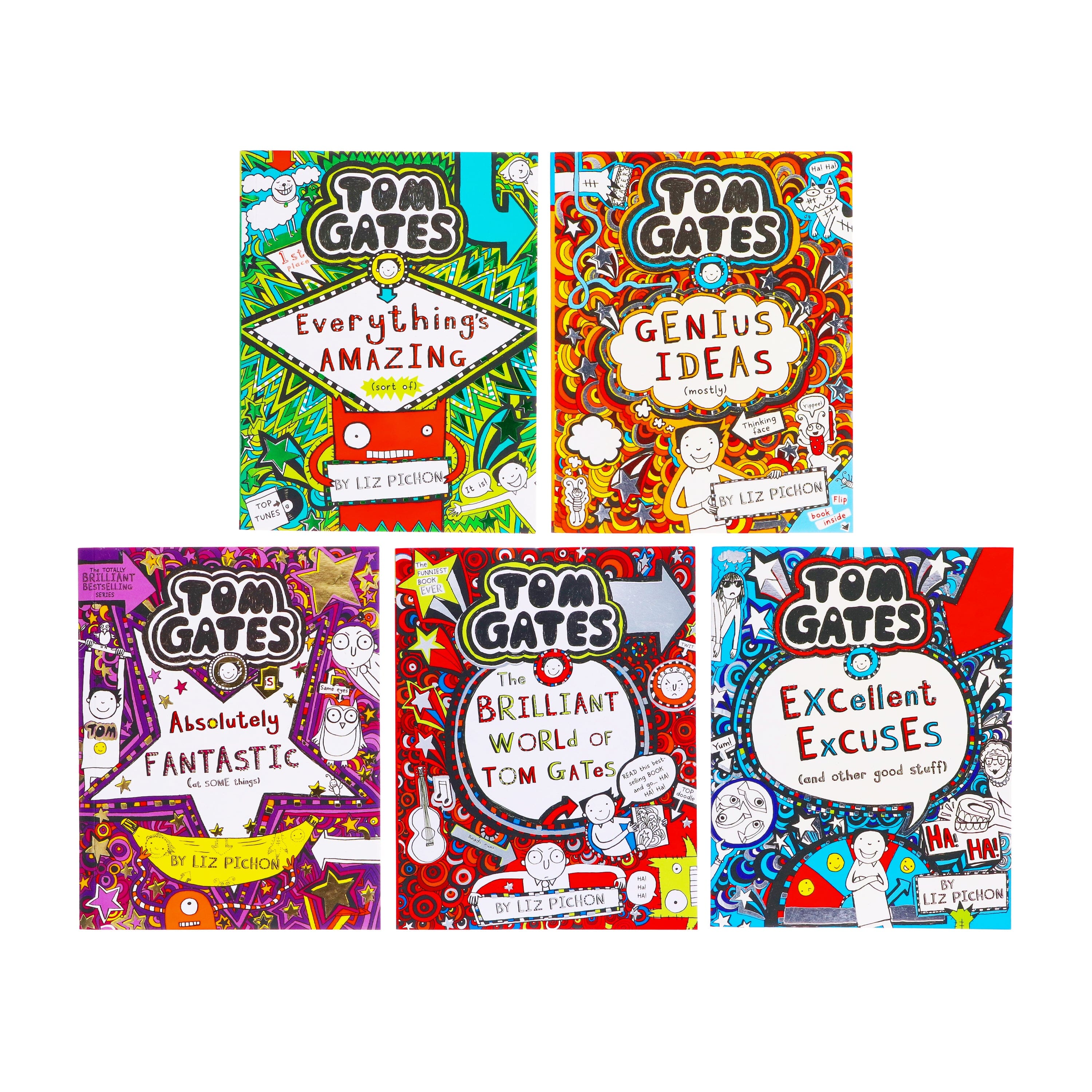 Tom Gates Series by Liz Pichon 1-5 Collection 5 Books Set - Ages 9