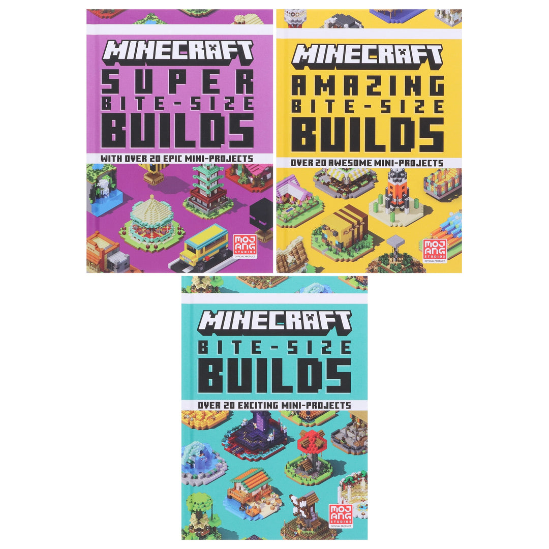 Minecraft Bite-Size Builds by Mojang AB 3 Books Collection Box Set - Ages 7+ - Hardback