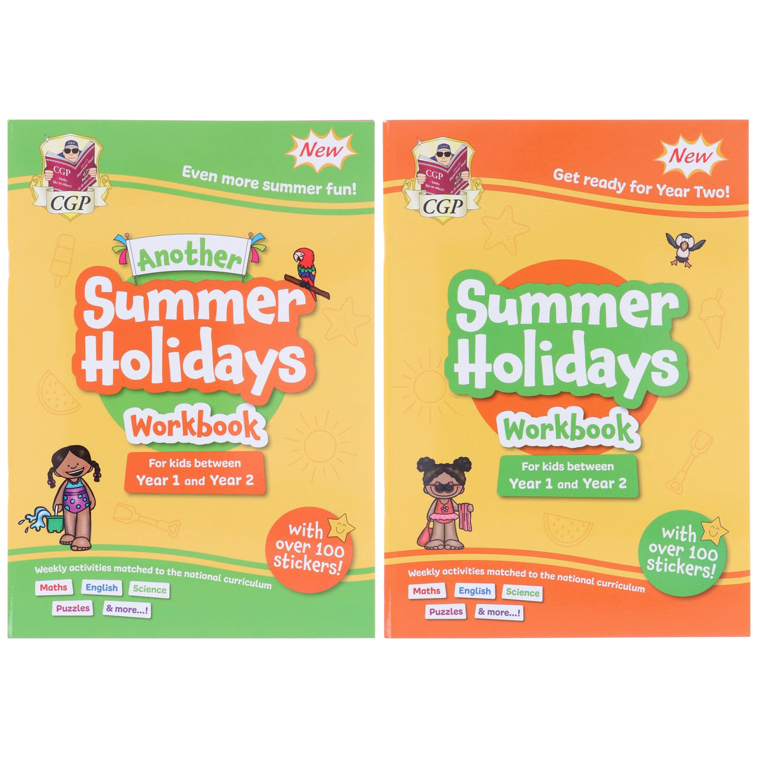 CGP Summer Holidays Activity Workbook (For kids between Year 1 & Year 2) With 100+ Stickers: 2 Books Set - Paperback