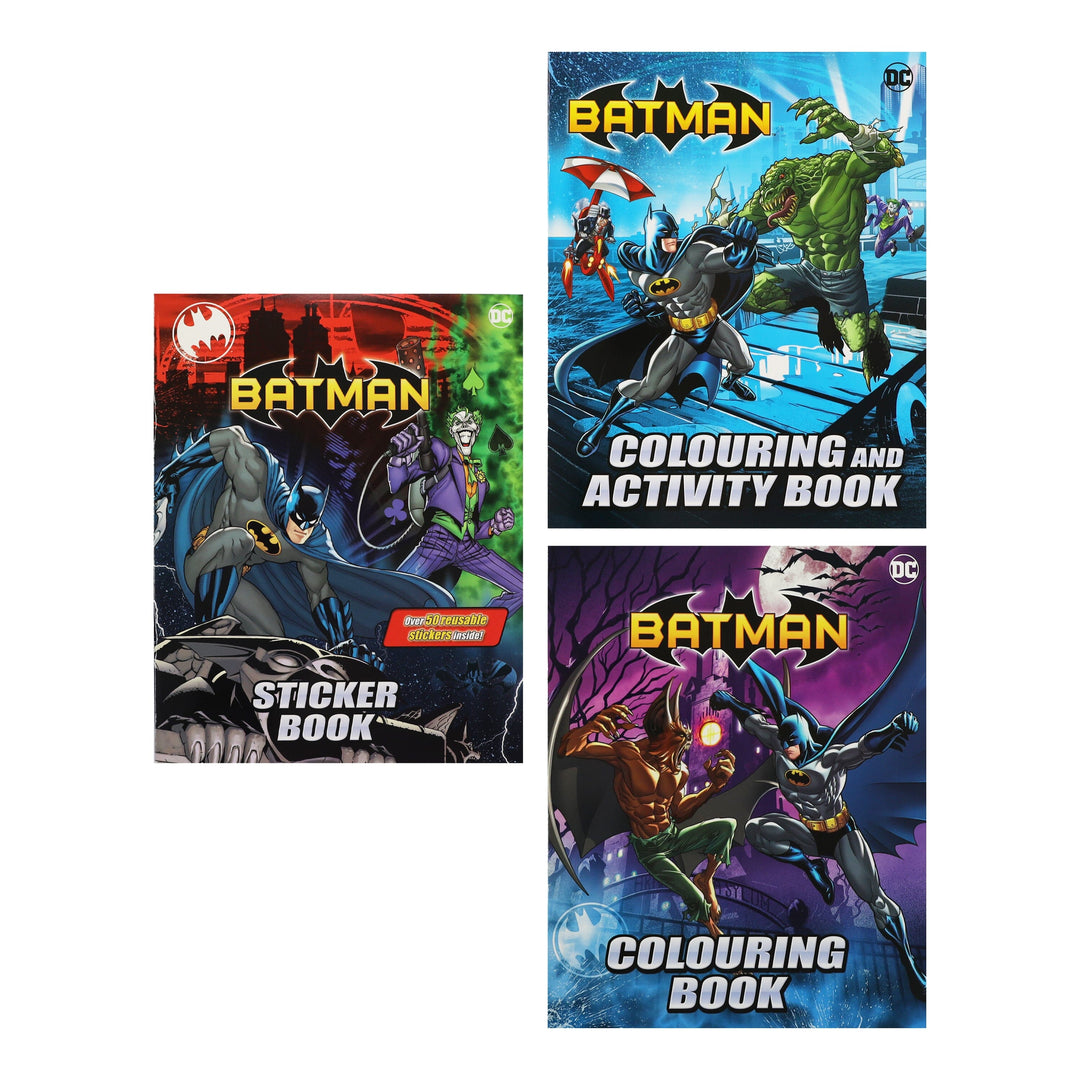 Batman Activity Pack Colouring Books & Stickers 3 Books Collection Set - Ages 3+ - Paperback