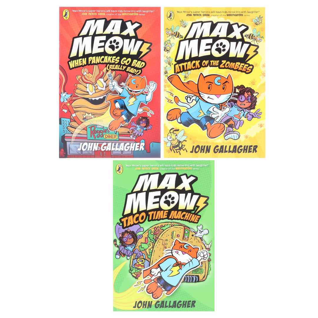 Max Meow Series (Book 4-6) by John Gallagher 3 Graphic Novels Collection Set - Ages 5-10 - Paperback