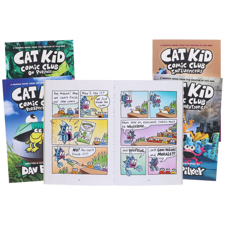 Cat Kid Comic Club By Dav Pilkey: illustrated 5 Books Collection Set - Ages 6-12 - Paperback