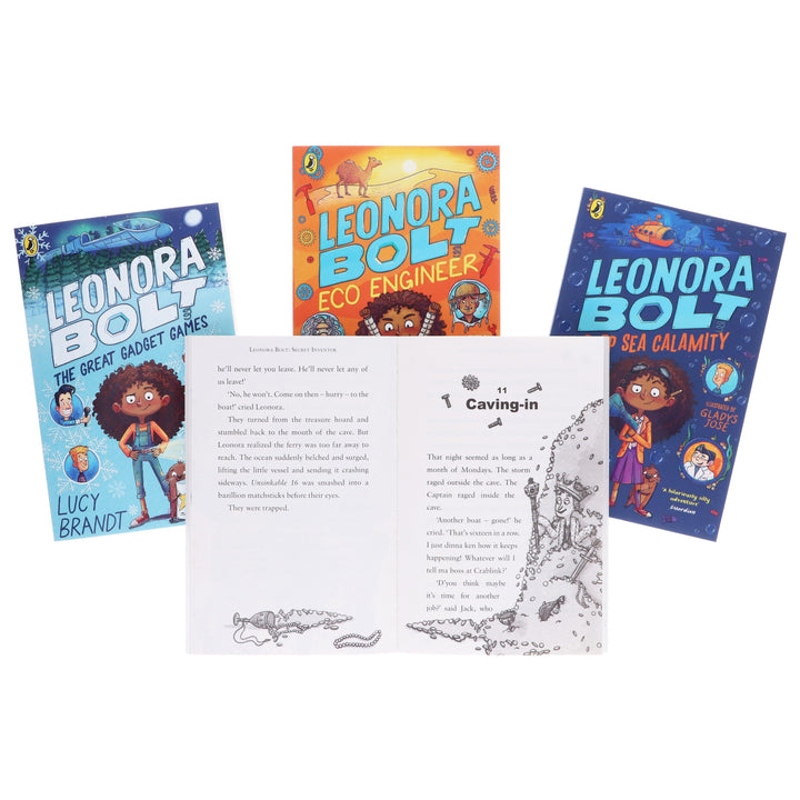 Leonora Bolt Secret Inventor Series (Book 1-4) by Lucy Brandt: Illustrated 4 Books Collection Set - Ages 6-10 - Paperback
