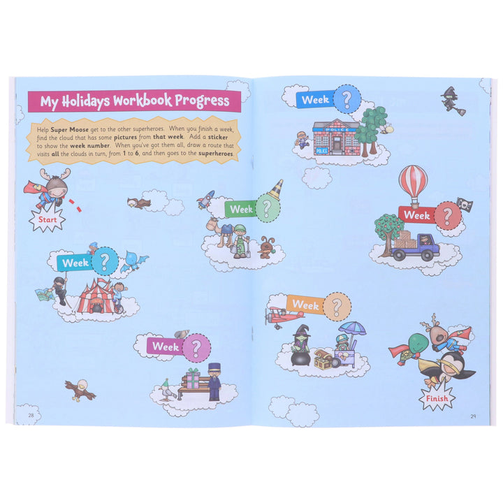 CGP Summer Holidays Activity Workbook (For kids between Year 1 & Year 2) With 100+ Stickers: 2 Books Set - Paperback