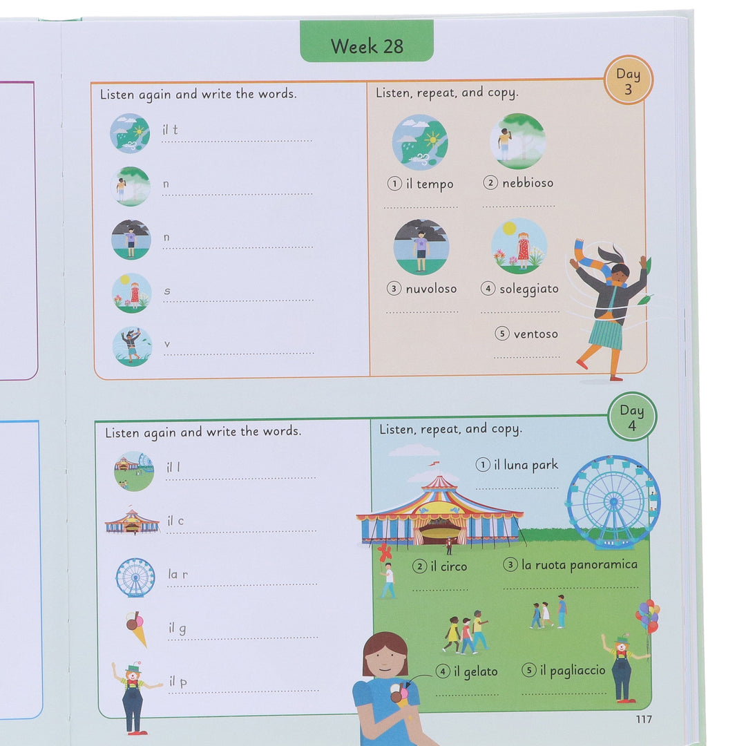 Italian for Everyone Junior 5 Words a Day: Learn and Practise 1,000 Italian Words - Ages 5-9 - Flexibound