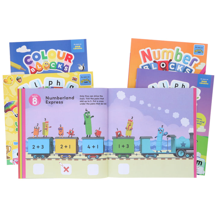 Numberblocks, Alphablocks & Colourblocks Colouring Fun & Sticker Activity Book Collection 5 Books Set - Ages 3+ - Paperback