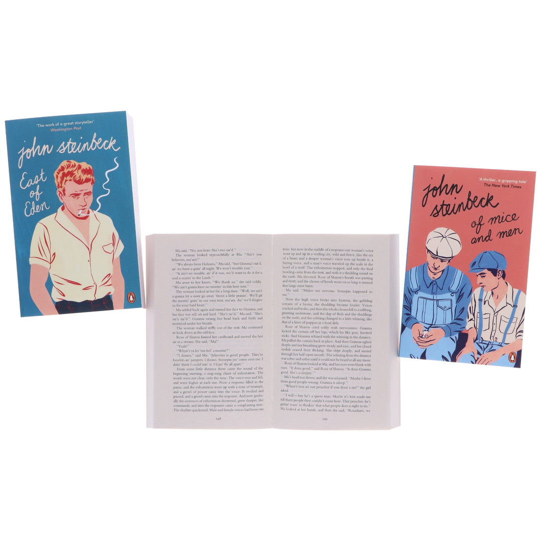 John Steinbeck Collection (The Grapes of Wrath, East of Eden, Of Mice and Men) 3 Books Set - Fiction - Paperback