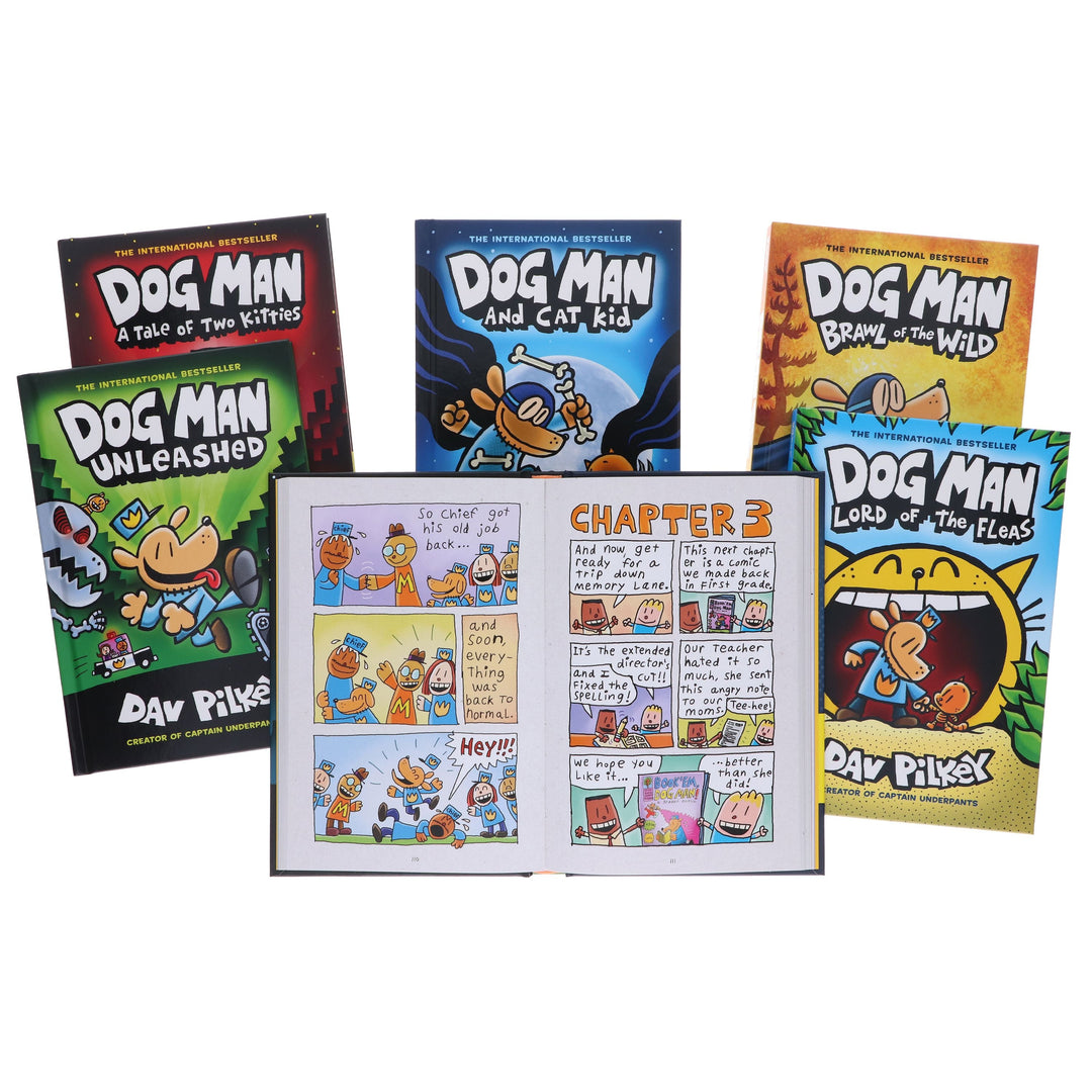 Dog Man: The Supa Epic Collection by Dav Pilkey 6 Books Box Set - Ages 7-9 - Hardback