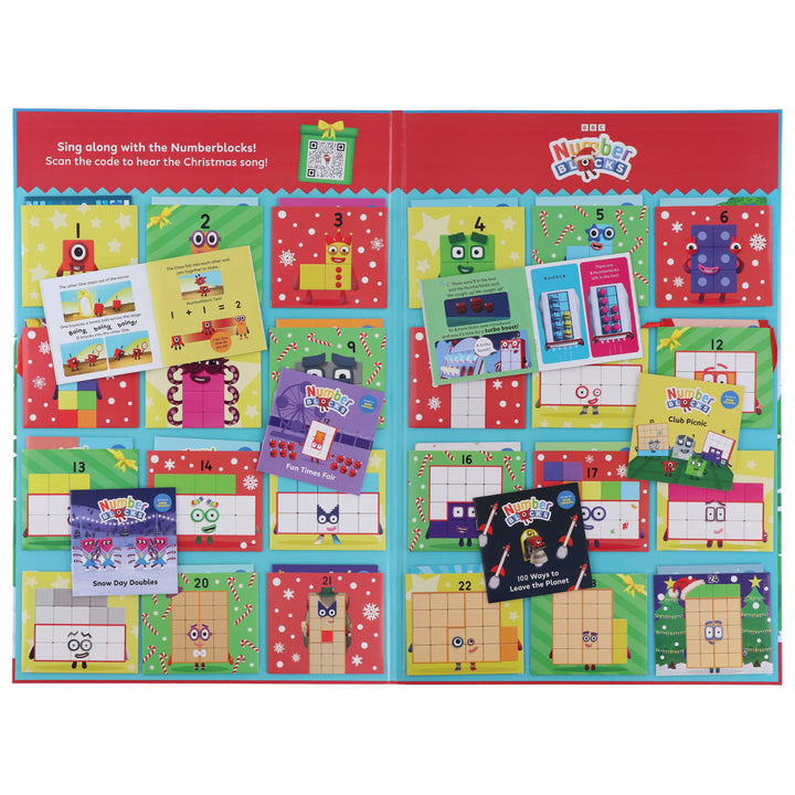 Numberblocks Advent Calendar - Countdown to Christmas 24 Story Books Collection (With sing-along Christmas song!) - Ages 3+ - Hardback