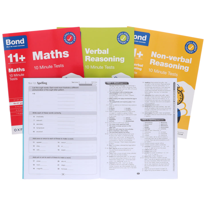 Bond 11+ 10 Minute Tests (Year 10 - 11+) By Oxford 4 Books Collection Set - Paperback