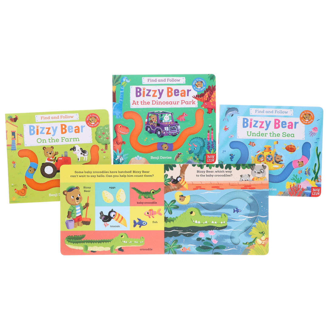 Bizzy Bear: Find and Follow Series by Benji Davies 4 Books Collection Set - Ages 2-5 - Board Book