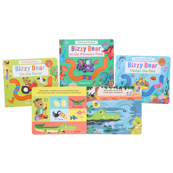 Bizzy Bear: Find and Follow Series by Benji Davies 4 Books Collection Set - Ages 2-5 - Board Book