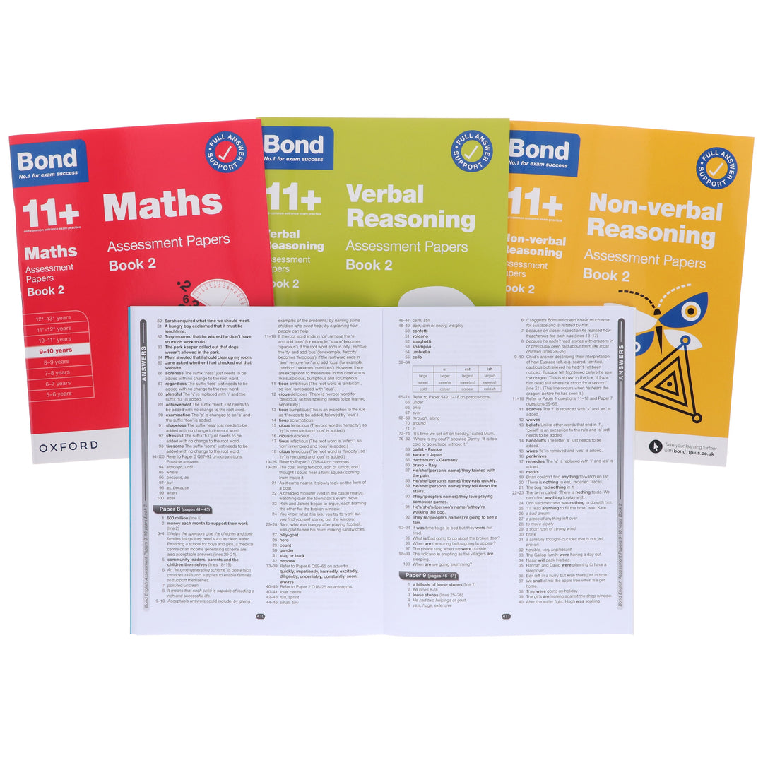 Bond 11+ Assessment Papers Book 2 (9-10 Years) 4 Books Collection by Oxford - Paperback