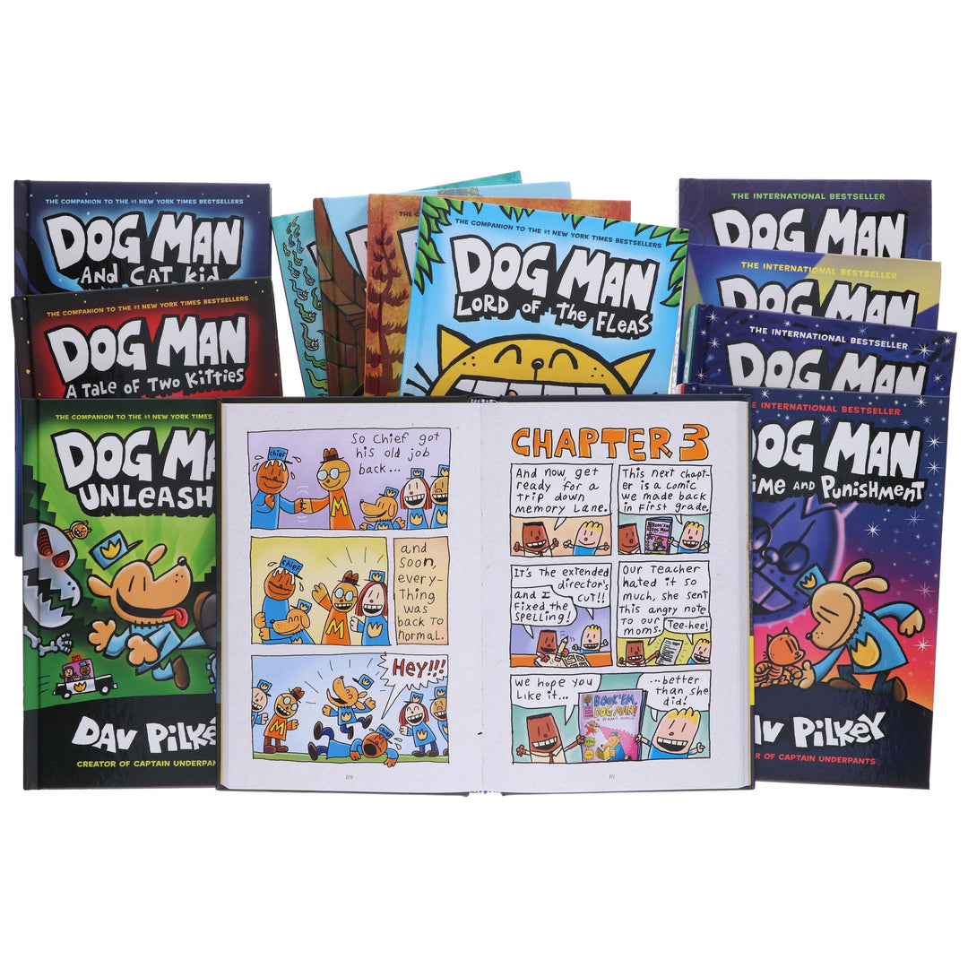 Dog Man by Dav Pilkey: Books 1-12 Collection Set - Ages 6-12 - Hardback