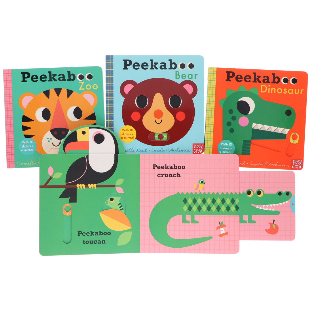 Peekaboo: Lion, Zoo, Bear & Dinosaur by Camilla Reid Illustrated 4 Books Collection Set - Ages 0-5 - Board Book