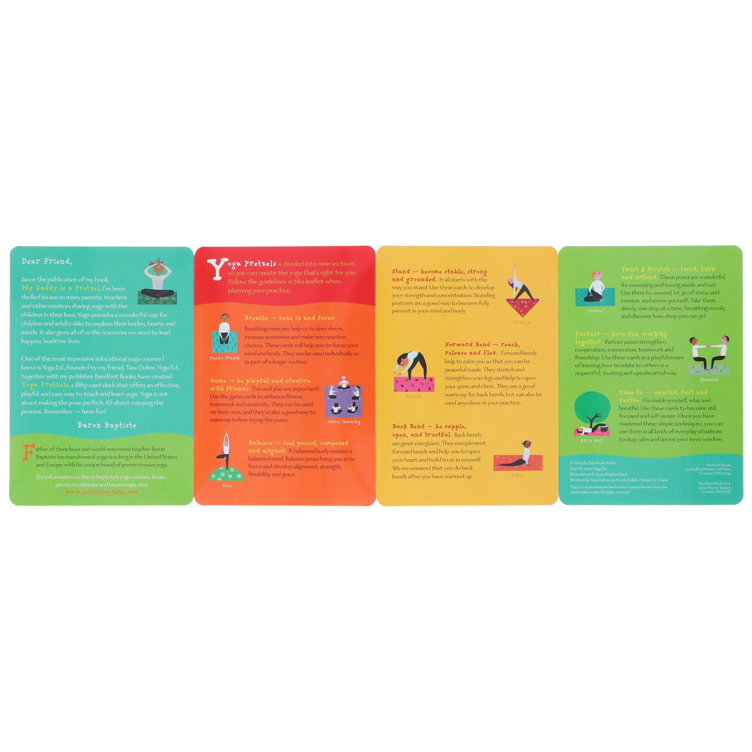 Yoga Pretzels: 50 Fun Yoga Activities for Kids and Grownups by Tara Guber & Leah Kalish - Ages 4+ - Yoga Cards