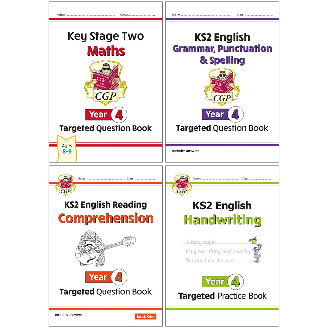 CGP KS2 (Year 4) Targeted Question and Practice Bundle 4 Books Collection Set - Ages 8-9 - Paperback
