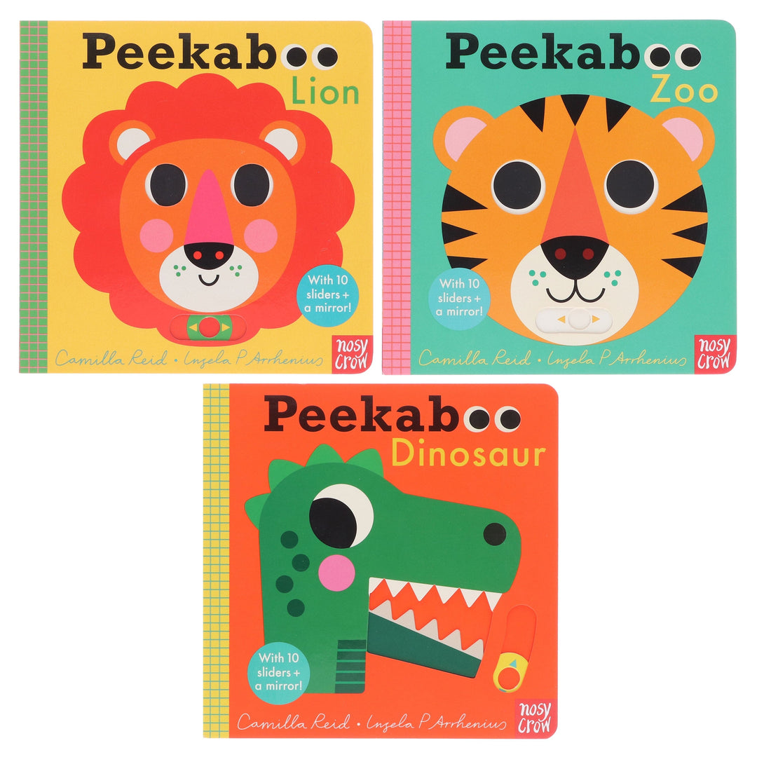 Peekaboo: Lion, Zoo & Dinosaur by Camilla Reid Illustrated 3 Books Collection Set - Ages 0-5 - Board Book