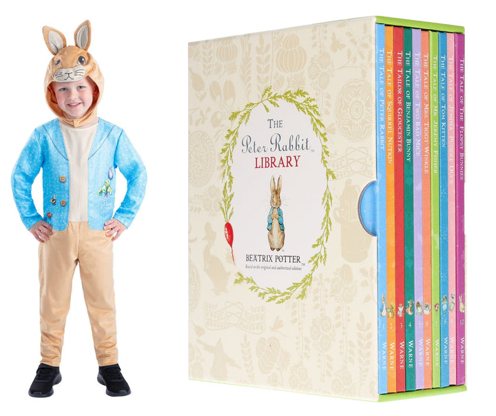 Peter Rabbit Library 10 Books Collection Box Set by Beatrix Potter With Peter Rabbit Classic Costume