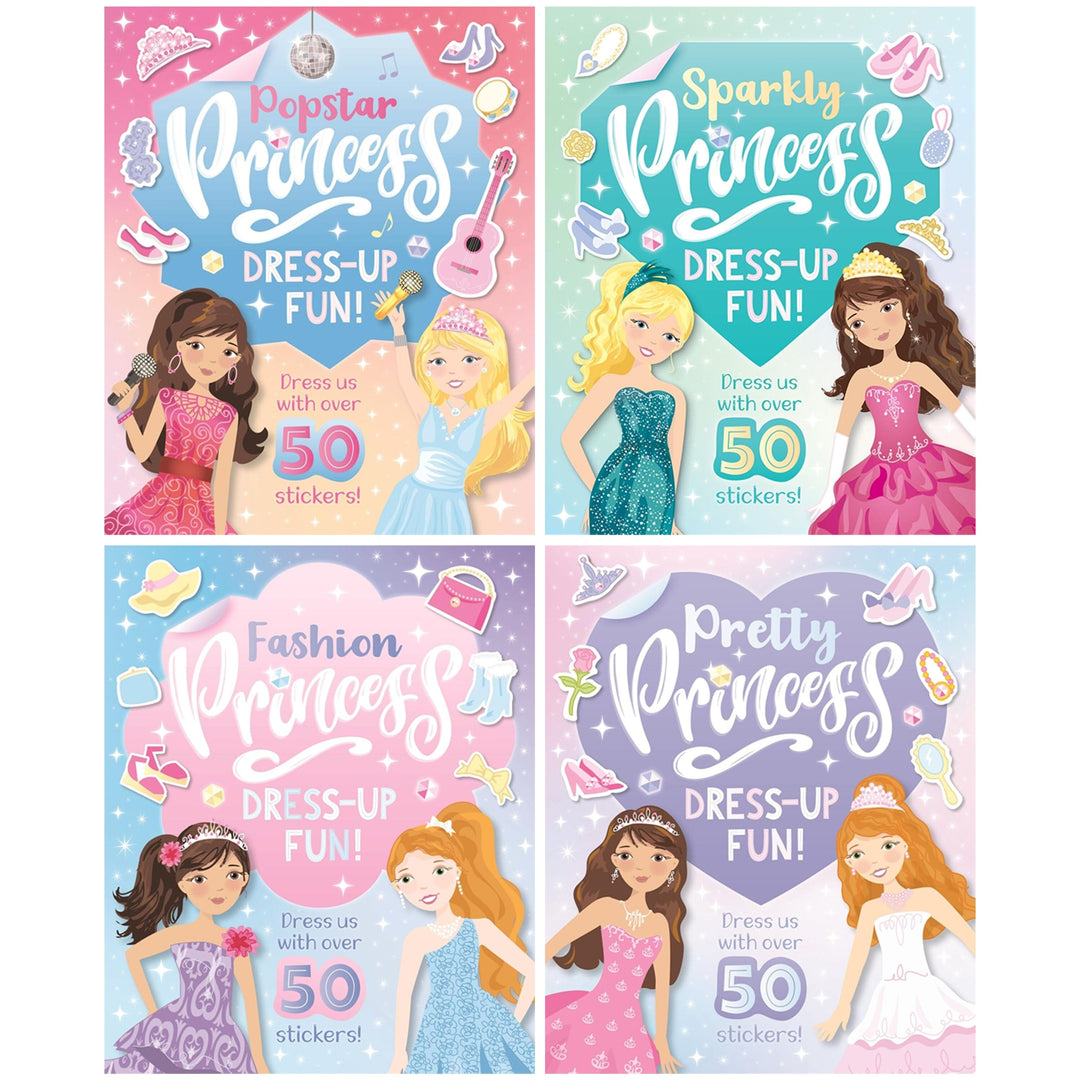 Princess Dress-Up Fun! Collection 4 Sticker Activity Books Set - Ages 4+ - Paperback