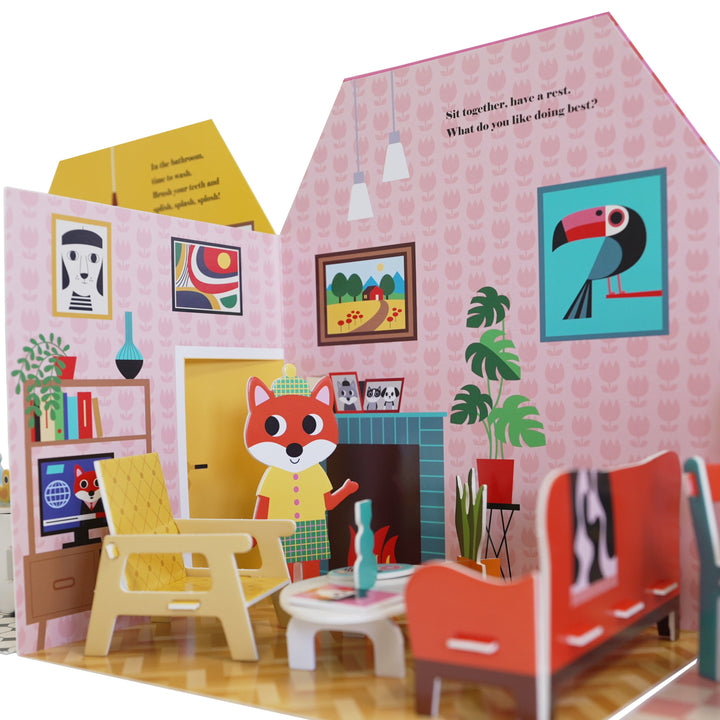 Fold-Out + Play: Doll's House: Build your own 3D house with interactive play pieces and stickers by Ingela P Arrhenius - Ages 4-7 - Board Book