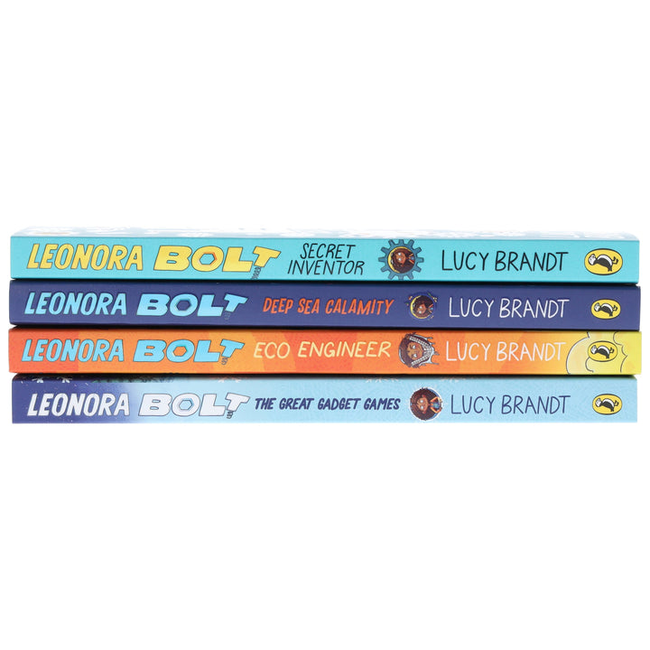 Leonora Bolt Secret Inventor Series (Book 1-4) by Lucy Brandt: Illustrated 4 Books Collection Set - Ages 6-10 - Paperback
