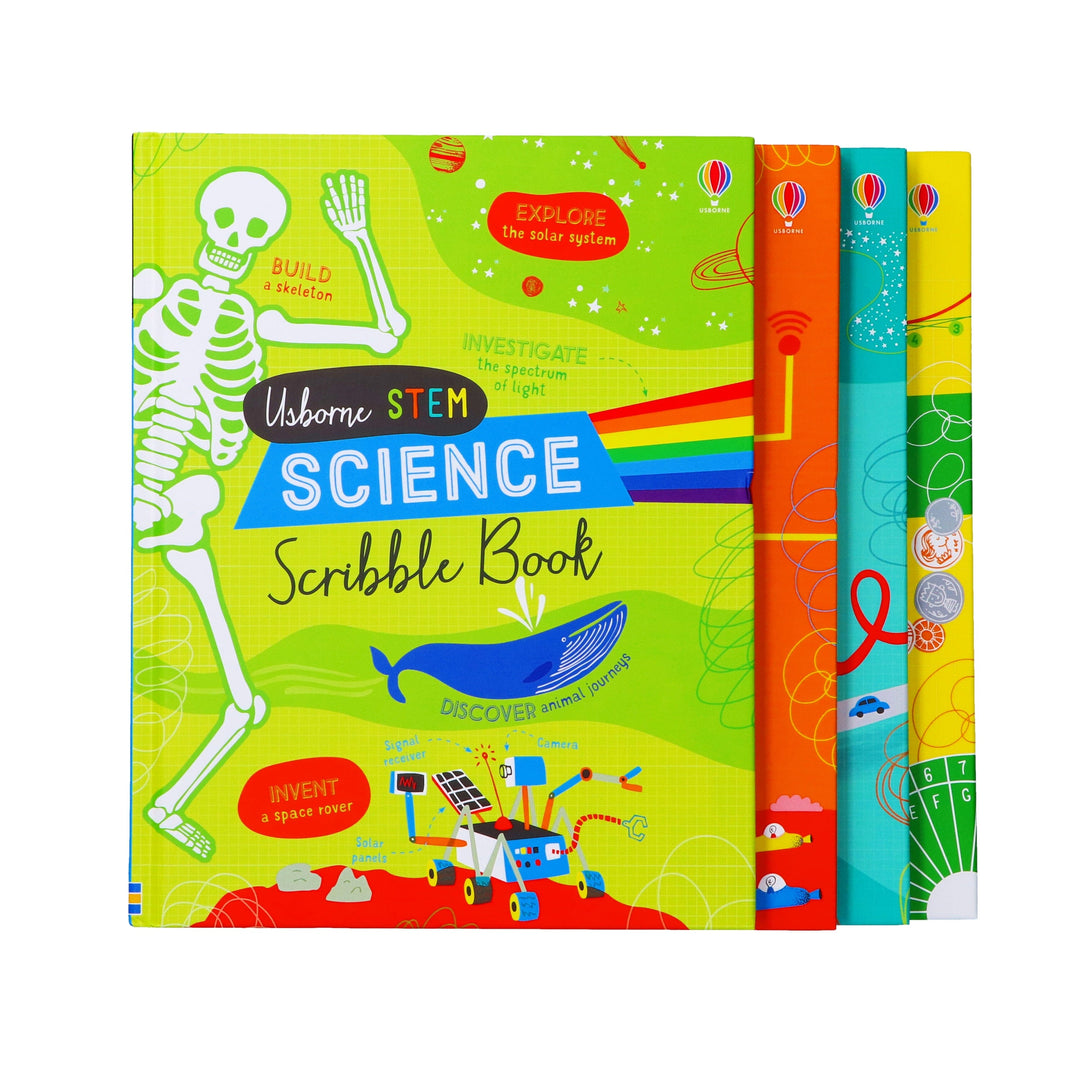 Usborne Stem Series 4 Books Collection Set (Science Scribble, Technology Scribble, Engineering Scribble, Maths Scribble) - Ages 7-11 - Hardback 7-9 Usborne Publishing Ltd